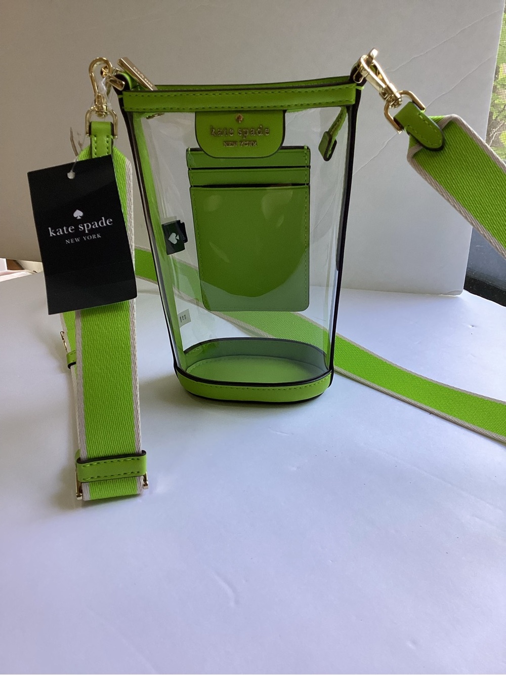 kate spade Clear Crossbody Bag with Lime Green Trim